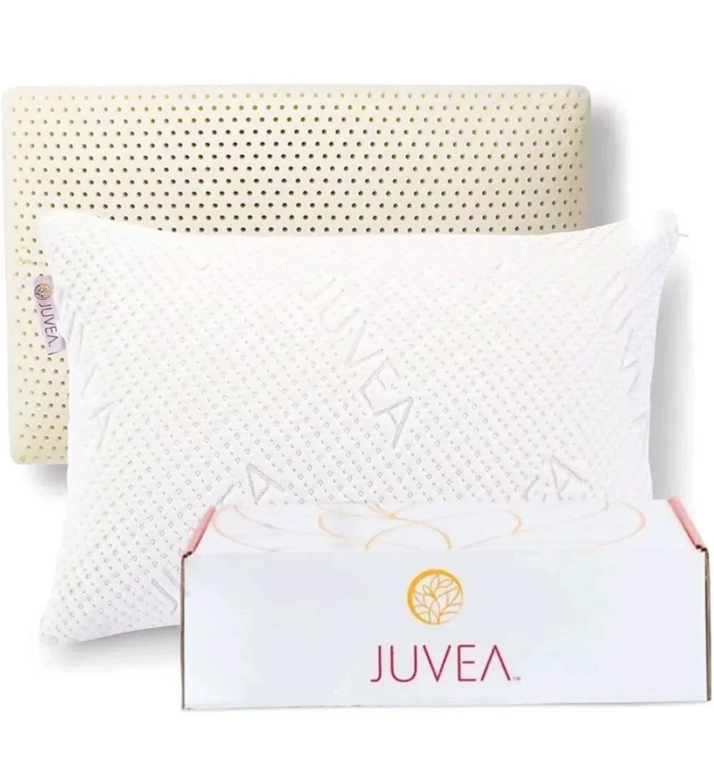JUVEA Elevate High-Profile Latex Pillow, Organic Cotton Cover, King